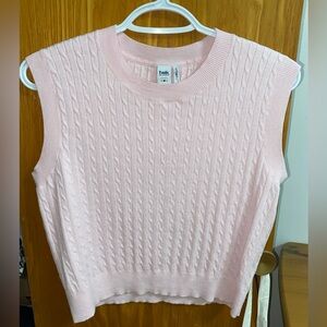 twik Light Pink Cable Knit Sleeveless Sweater Tank